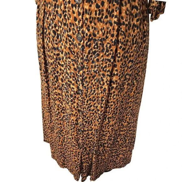 Zara TRF Animal Cheetah Print Pleated Shoulder Lined Jacket Dress Sz Small Maxi - Picture 13 of 15
